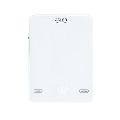 Весы кухонные с зарядкой от USB Adler 3177 white USB - до 10 кг, белые