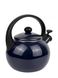Чайник емальований зі свистком із чорною бакелітовою ручкою Kamille KM-1038B - 2,2 л, темно-синій