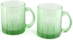 Набір з 2 кухлів GIPFEL FROSTED STRIPE GREEN GLASS MUG 7934 - 350 мл