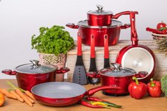 Набір посуду з кухонними аксесуарами Edenberg EB-5621 Red Metallic - 15 пр.