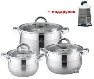 Набір гарних якісних каструль з товстим дном Bohmann BH 1697-06 - 3 каструлі