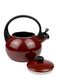 Чайник емальований зі свистком із чорною бакелітовою ручкою Kamille KM-1038C - 2,2 л, червоний