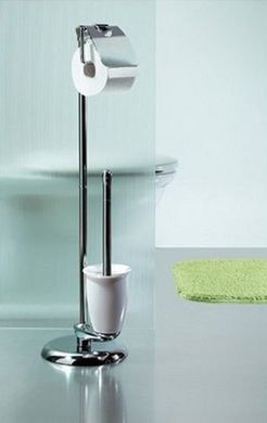 Тримач для туалетного паперу зі щіткою Spirella DARWIN 05413 хром/білий, Білий