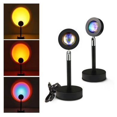 Проекційна RGB лампа з ефектом заходу сонця, пультом і різними режимами світла від USB Atlanfa ART-0144 - 27см*10.5см*10.5см