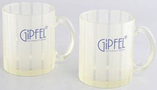 Набір з 2 кухлів GIPFEL FROSTED STRIPE YELLOW GLASS MUG 7936 - 350 мл