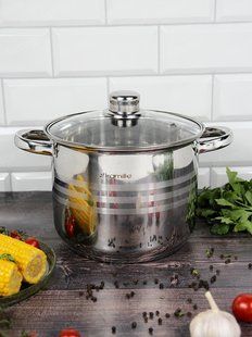 Кастрюля из нержавеющей стали со стеклянной крышкой Kamille KM-5401 - 4,5 л, &Oslash;20х16 см