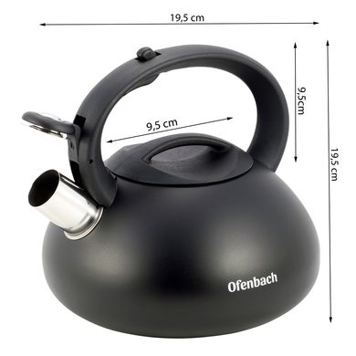 Чайник из нержавеющей стали со свистком и ручкой из нейлона Ofenbach KM-100302 - 2,5 л