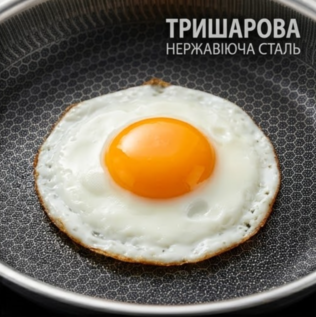Хрустка яєчня на сталевій сковороді Maestro з сотовим покриттям